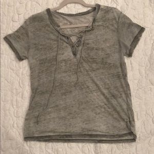 American Eagle || Sheer Camo shirt with tie string